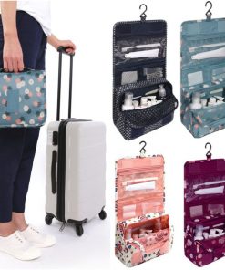 Zipper Hanging Toiletry Bags Floral Pattern Travel Organizer Case Women Cosmetic Makeup Bags