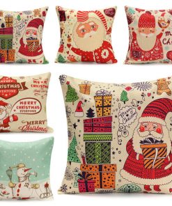 45X45cm Christmas Santa Claus Snowmen Gift Fashion Cotton Linen Pillow Case Home Decor